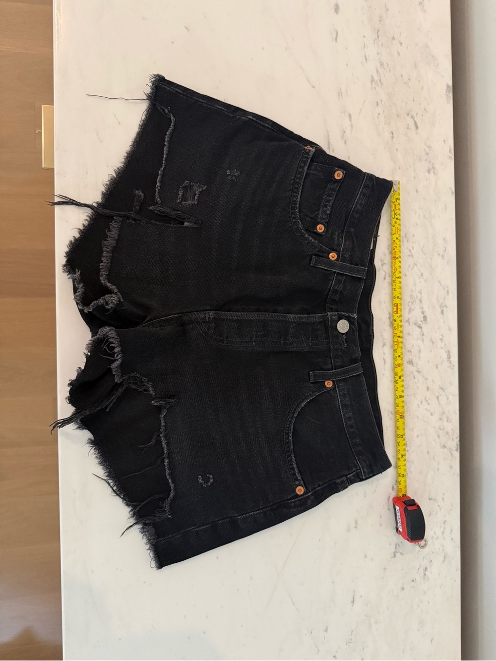 Levi's Black Distressed Jean Shorts